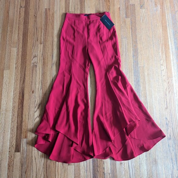 Zara red pants with dramatic bell bottoms - Picture 1 of 6